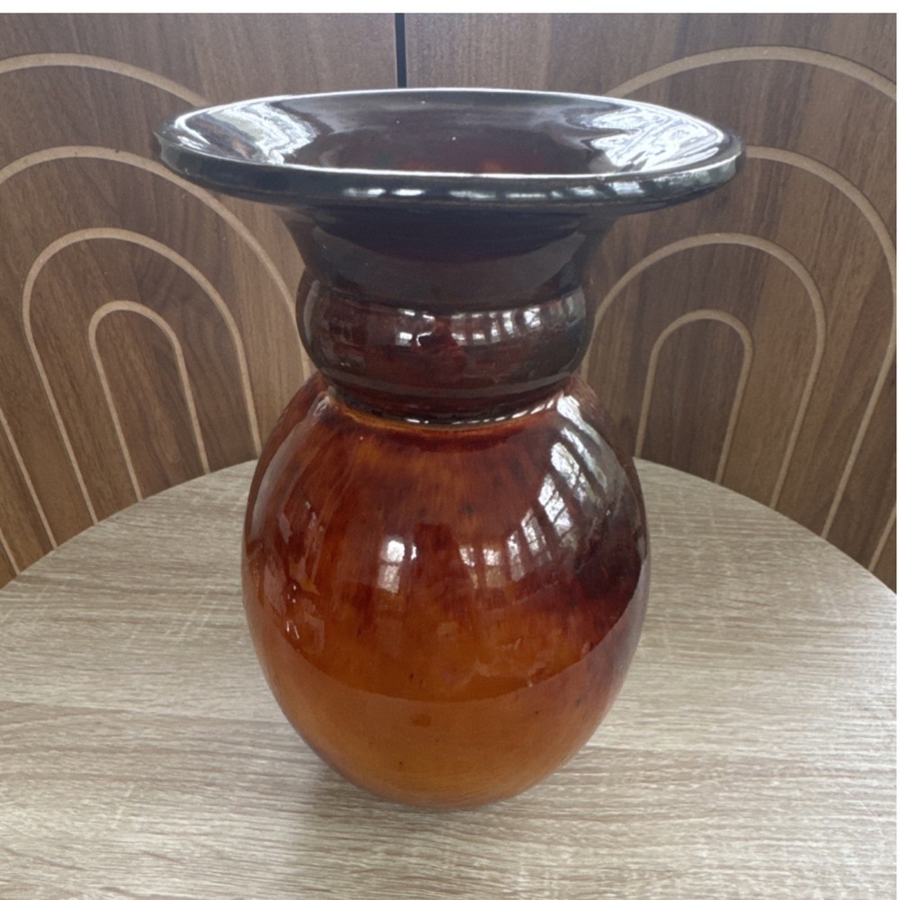 Vintage Mid Century Brown Ceramic Vase Pottery Art Home Decor Accent MCM